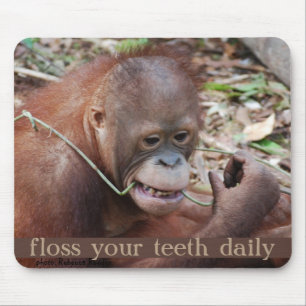 Orangutan Tooth Care Flossing Muismat
