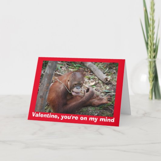 Orangutan Valentijn Feestdagen Kaart (Voorkant)