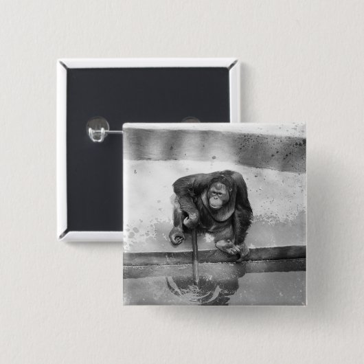 Orangutan Vierkante Button 5,1 Cm (Voorkant /achterkant)