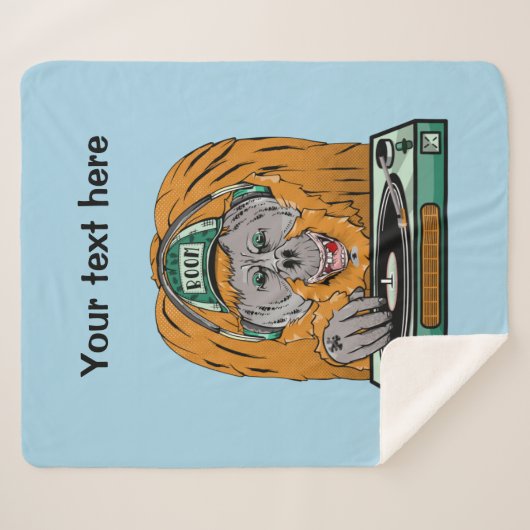 Orangutan Vinyl Record Sherpa Deken (Voorkant (horizontaal))