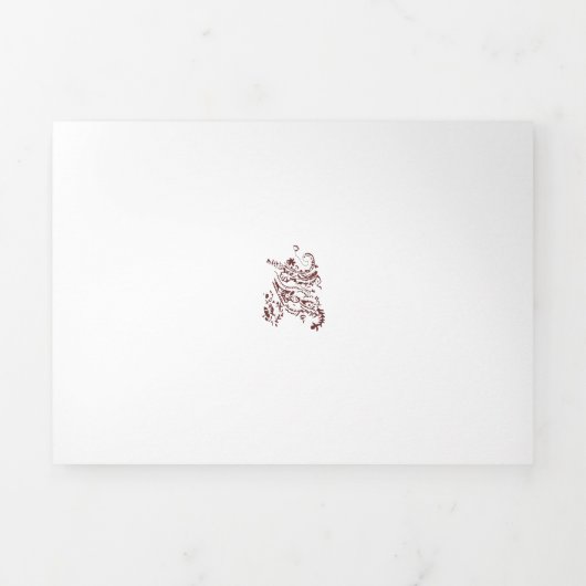 Orangy Red decorative Design Drieluik Kaart (Cover)