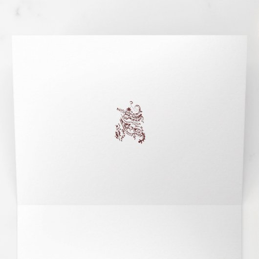 Orangy Red decorative Design Drieluik Kaart (Binnenzijde eerst)