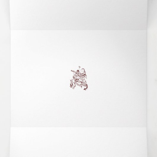 Orangy Red decorative Design Drieluik Kaart (Binnenkant midden)