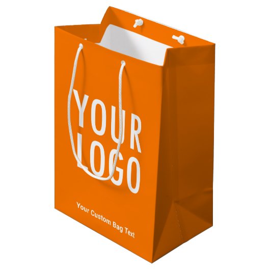 Oranje 10 inch Gift Bag met Custom Logo Medium Medium Cadeauzakje (Voorkant Gekanteld)