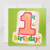 Oranje 1e verjaardag Label op groene deur Kaart (Voorkant)