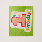 Oranje 1e verjaardag Label op groene deur Legpuzzel (Verticaal)