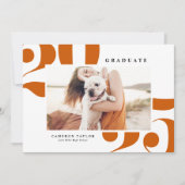 Oranje 2025 Vetgedrukte Typografie Foto Afstuderen Kaart (Voorkant)