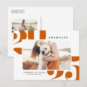 Oranje 2025 Vetgedrukte Typografie Foto Afstuderen Uitnodiging Briefkaart (Voorkant / Achterkant)