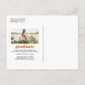 Oranje 2025 Vetgedrukte Typografie Foto Afstuderen Uitnodiging Briefkaart (Achterkant)
