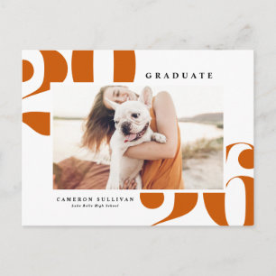 Oranje 2026 Krachtig Lettertype Foto Afstuderen Uitnodiging Briefkaart
