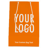 Oranje 25 cm cadeautas met eigen logo middelgroot (Achterkant)