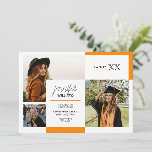 Oranje 3 Aankondiging Afstuderen foto's (Staand voorkant)