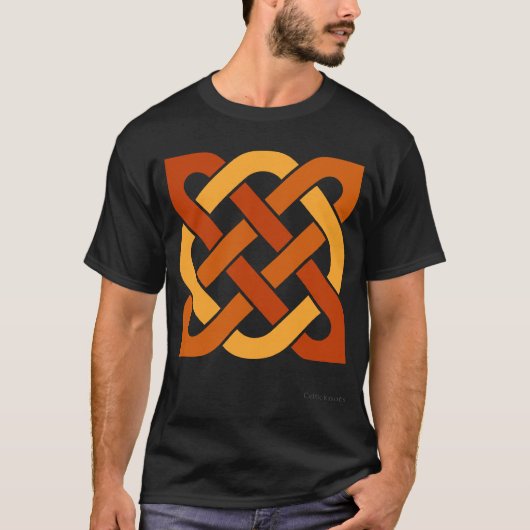 Oranje 3-kleuren Keltische knoppen T-shirt (Voorkant)