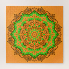 Oranje 3D Art Mandala Legpuzzel