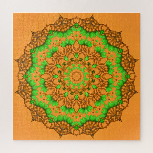 Oranje 3D Art Mandala Legpuzzel (Verticaal)