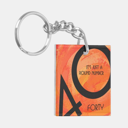Oranje 40 decennium van de geboorte sleutelhanger (Voorkant Links)