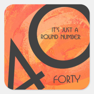Oranje 40 decennium van de geboorte vierkante sticker