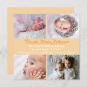 Oranje 4 foto's - Geboorteaankondiging Aankondiging (Voorkant / Achterkant)