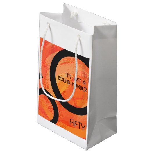 Oranje 50 decennium van de geboorte klein cadeauzakje (Achterkant Gekanteld)