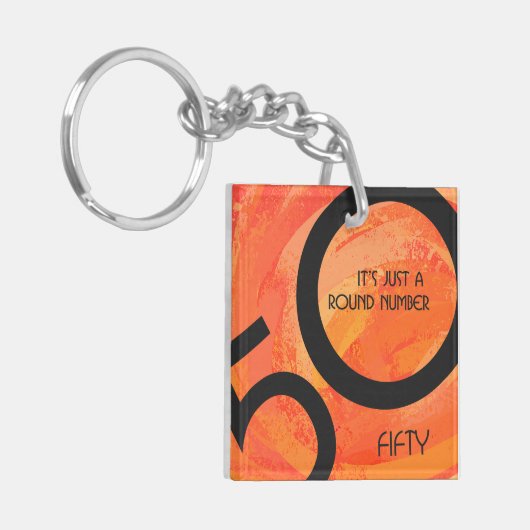 Oranje 50 decennium van de geboorte sleutelhanger (Voorkant Links)