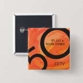 Oranje 50 decennium van de geboorte vierkante button 5,1 cm (Voorkant /achterkant)