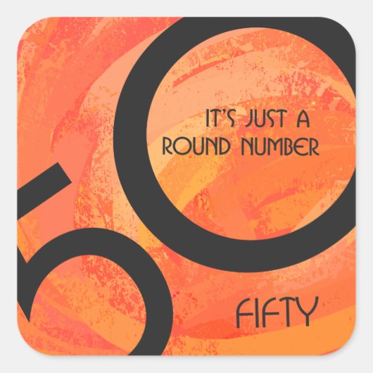 Oranje 50 decennium van de geboorte vierkante sticker (Voorkant)