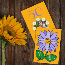 Oranje 50ste verjaardag Eenvoudige Paarse Zonneblo Kaart