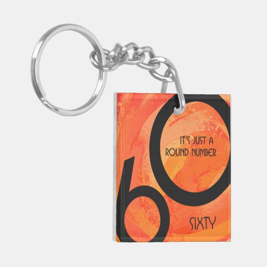 Oranje 60 decennium van de geboorte sleutelhanger (Voorkant Links)