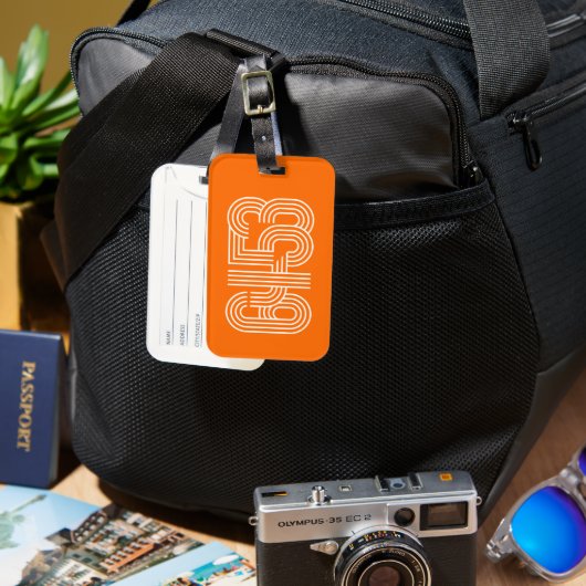 Oranje 6453 bagtag bagagelabel (Voorkant & Achterkant)