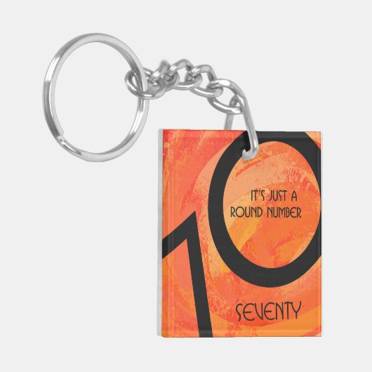 Oranje 70 decennium van de geboorte sleutelhanger (Voorkant Links)