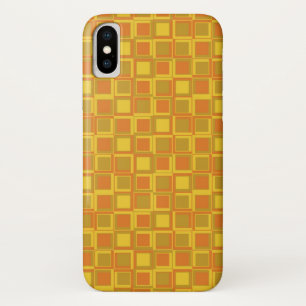 Oranje 70'er jaren styling vierkanten iPhone x hoesje