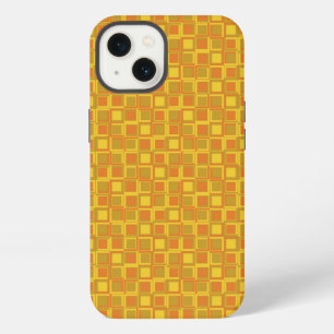 Oranje 70'er jaren styling vierkanten iPhone 13 hoesje
