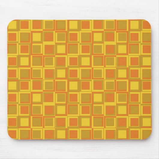 Oranje 70'er jaren styling vierkanten muismat (Voorkant)