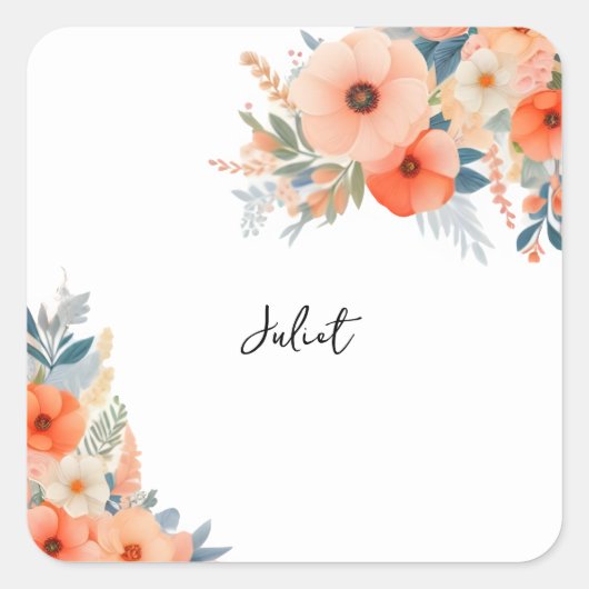 Oranje 70s 80s 90s Roze Kleurrijke Bruidsfeest Vierkante Sticker (Voorkant)