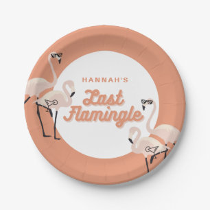 Oranje 70s Flamingo Laatste Flamingle Bruiloftsfee Papieren Bordje