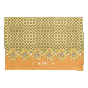Oranje 70s Retro Geometrisch Gepersonaliseerd Kussensloop