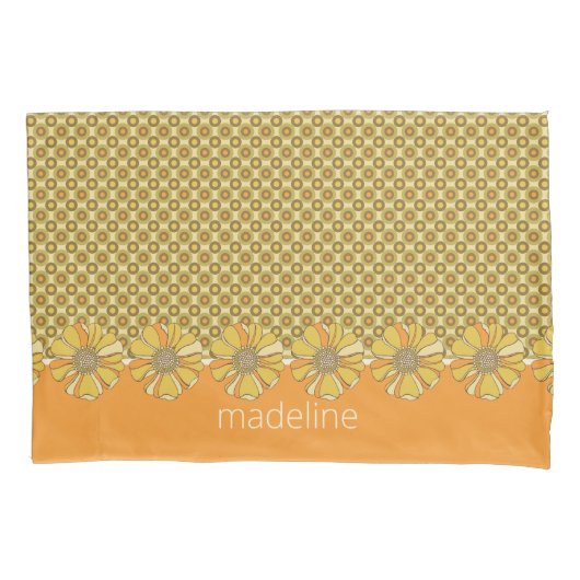 Oranje 70s Retro Geometrisch Gepersonaliseerd Kussensloop (Voorkant)