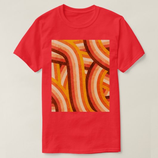  Oranje 70s Stijlregenboogstrips Grafisch T-shirt (Design voorkant)