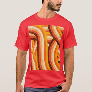 Oranje 70s Stijlregenboogstrips Grafisch T-shirt