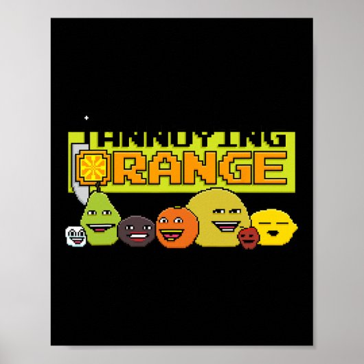 Oranje 8-bit videogame stijl poster (Voorkant)