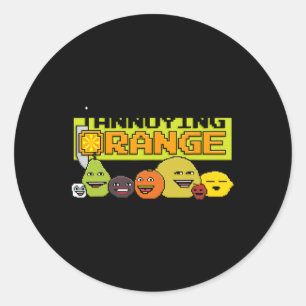 Oranje 8-bit videogame stijl ronde sticker
