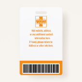 Oranje aangepaste beveiligingsID voor werknemers,  Badge (Achterkant)