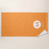 Oranje Aangepaste monogram keukendoek Strandlaken (Voorkant)