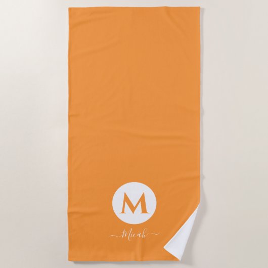 Oranje Aangepaste monogram keukendoek Strandlaken (Voorkant)