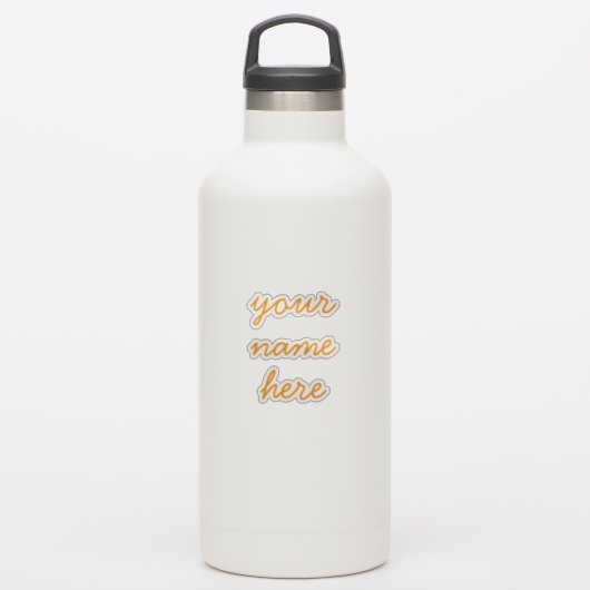 Oranje Aangepaste Naam Eenvoudige Minimale Script  Sticker (Waterfles)