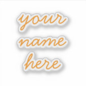 Oranje Aangepaste Naam Eenvoudige Minimale Script  Sticker (Voorkant)
