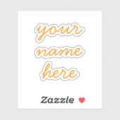 Oranje Aangepaste Naam Eenvoudige Minimale Script  Sticker (Vel)