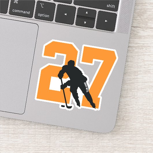 Oranje aangepaste toetsenbord voor Hockey Player-n Sticker (Detail)