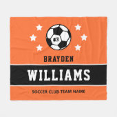 Oranje aangepaste voetbalnaam en -nummer fleece deken (Voorkant (Horizontaal))