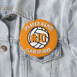 Oranje aangepaste volleybalspeler en klasse ronde button 4,0 cm